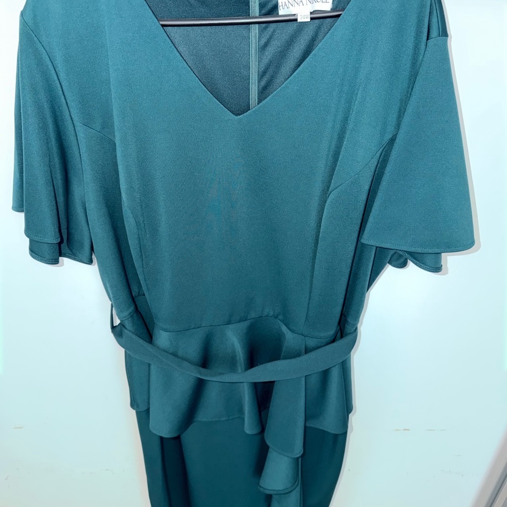 Hanna Nikole Elegant Dark Green Dress Size 24 - Picture 2 of 5
